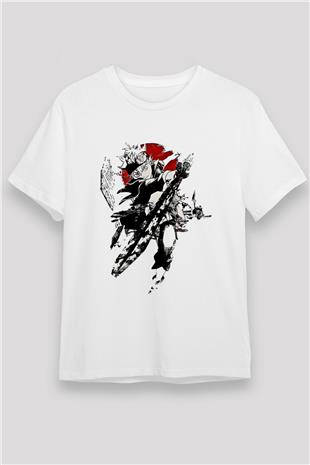 Black Clover Unisex Baskılı Beyaz Tişört - Tshirt