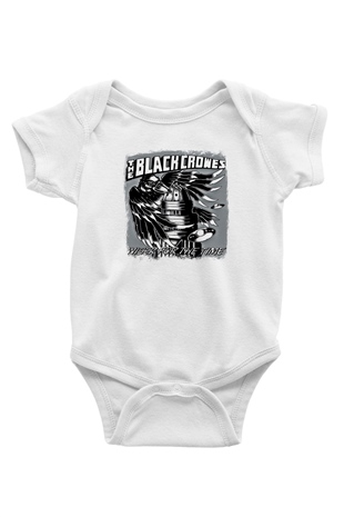 Black Crowes Baskılı Unisex Beyaz Bebek Body - Zıbın