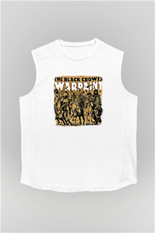 Black Crowes Baskılı Unisex Beyaz Kolsuz Tişört