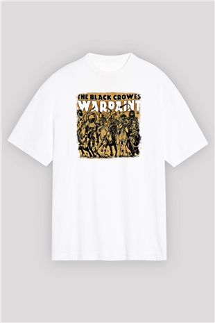 Black Crowes Baskılı Unisex Beyaz Oversize Tişört