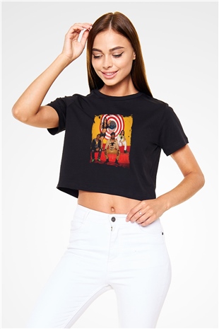 Black Eyed Peas Baskılı Crop Top Siyah Kadın Tişört