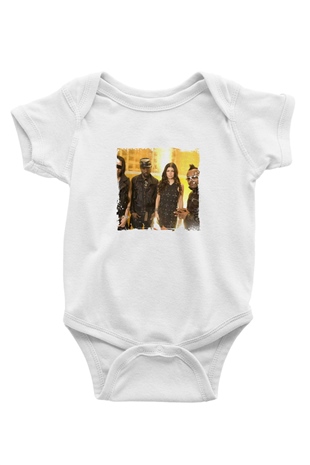 Black Eyed Peas Baskılı Unisex Beyaz Bebek Body - Zıbın