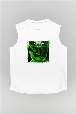 Black Eyed Peas Baskılı Unisex Beyaz Kolsuz Tişört