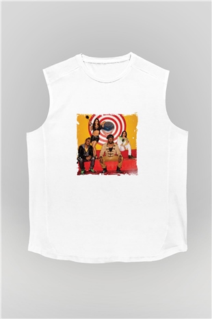 Black Eyed Peas Baskılı Unisex Beyaz Kolsuz Tişört