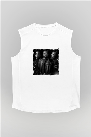 Black Eyed Peas Baskılı Unisex Beyaz Kolsuz Tişört