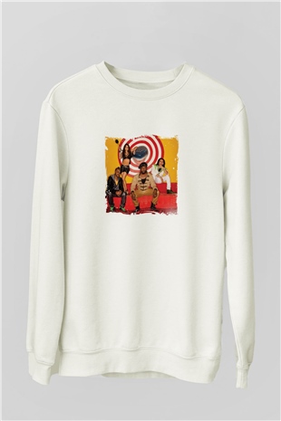 Black Eyed Peas Baskılı Unisex Beyaz Sweatshirt