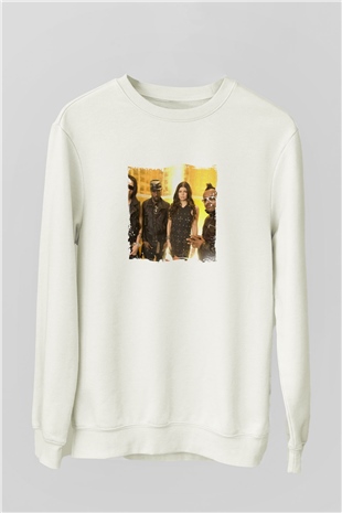 Black Eyed Peas Baskılı Unisex Beyaz Sweatshirt