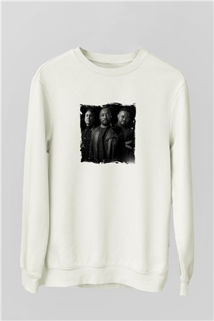 Black Eyed Peas Baskılı Unisex Beyaz Sweatshirt
