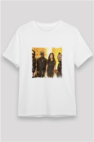 Black Eyed Peas Baskılı Unisex Beyaz Tişört