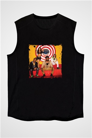 Black Eyed Peas Baskılı Unisex Siyah Kolsuz Tişört