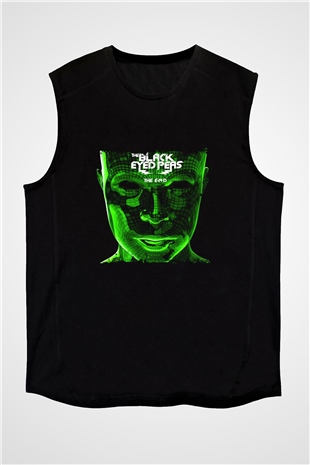 Black Eyed Peas Baskılı Unisex Siyah Kolsuz Tişört