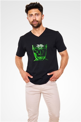 Black Eyed Peas Baskılı Unisex Siyah V Yaka Tişört