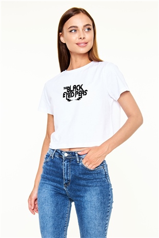 Black Eyed Peas Beyaz  Crop Top Tişört