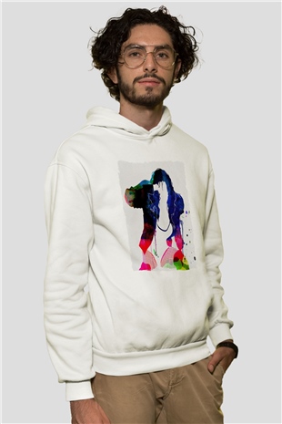 Black Eyed Peas Beyaz Unisex Kapüşonlu Sweatshirt