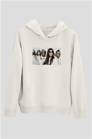 Black Eyed Peas Beyaz Unisex Kapüşonlu Sweatshirt