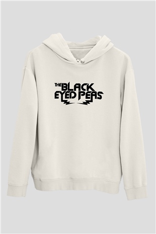 Black Eyed Peas Beyaz Unisex Kapüşonlu Sweatshirt