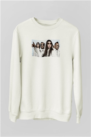 Black Eyed Peas Beyaz Unisex Sweatshirt