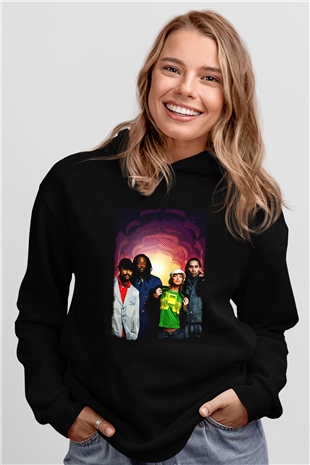 Black Eyed Peas Siyah Unisex Kapüşonlu Sweatshirt