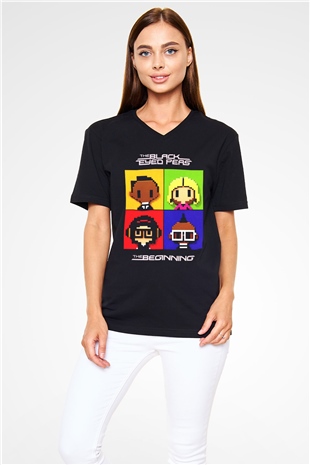 Black Eyed Peas Siyah Unisex V Yaka Tişört