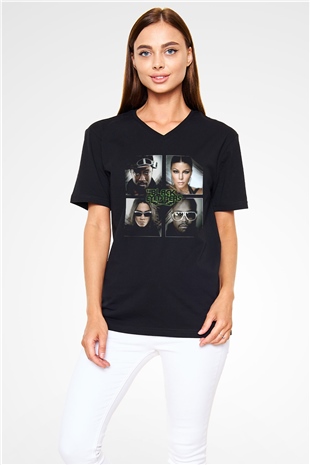 Black Eyed Peas Siyah Unisex V Yaka Tişört