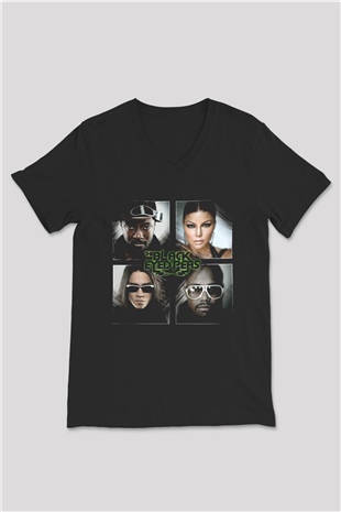 Black Eyed Peas Siyah Unisex V Yaka Tişört