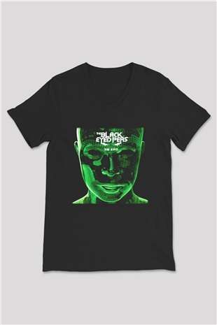 Black Eyed Peas Siyah Unisex V Yaka Tişört T-Shirt