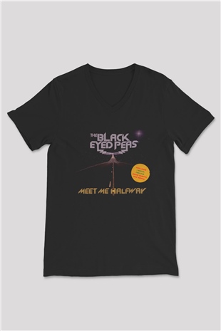 Black Eyed Peas Siyah Unisex V Yaka Tişört