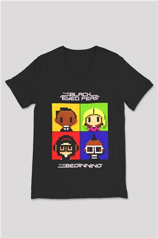 Black Eyed Peas Siyah Unisex V Yaka Tişört
