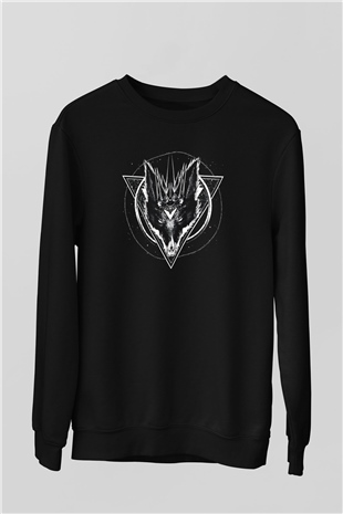 Black Jackal Baskılı Unisex Siyah Sweatshirt