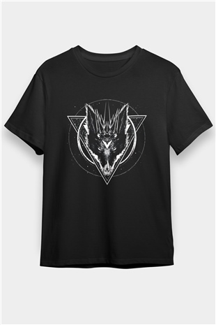 Black Jackal Baskılı Unisex Siyah Tişört - Tshirt