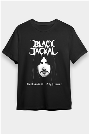Black Jackal Baskılı Unisex Siyah Tişört - Tshirt