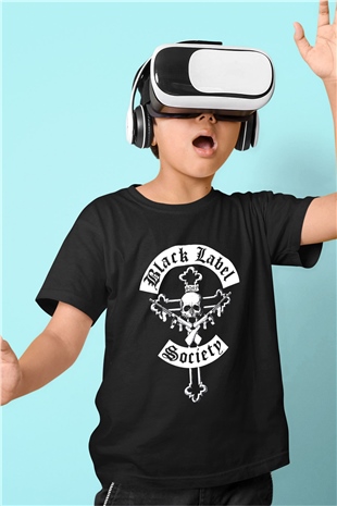 Black Label Society Baskılı Siyah Unisex Çocuk Tişört