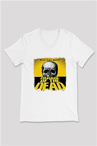 Black Label Society Baskılı Unisex Beyaz V Yaka Tişört