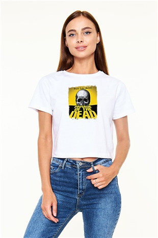 Black Label Society Baskılı Unisex Beyaz Crop Top Tişört