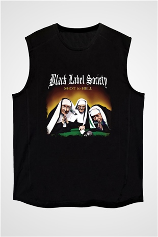 Black Label Society Baskılı Unisex Siyah Kolsuz Tişört