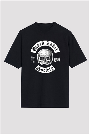 Black Label Society Baskılı Unisex Siyah Oversize Tişört