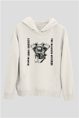 Black Label Society Beyaz Unisex Kapşonlu Sweatshirt