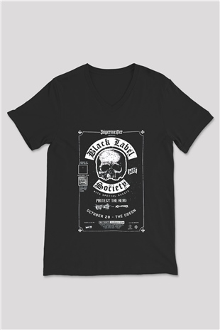 Black Label Society Siyah Unisex V Yaka Tişört T-Shirt