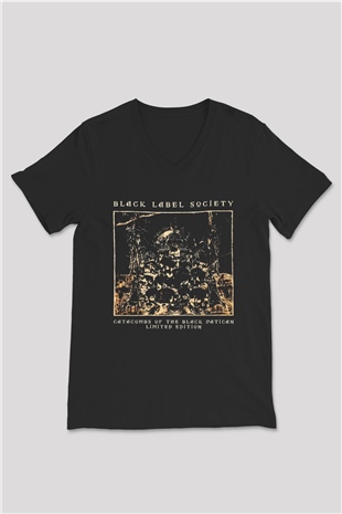 Black Label Society Siyah Unisex V Yaka Tişört T-Shirt