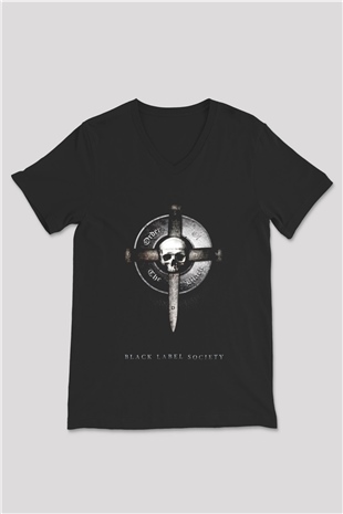 Black Label Society Siyah Unisex V Yaka Tişört T-Shirt