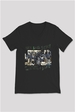 Black Label Society Siyah Unisex V Yaka Tişört T-Shirt