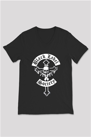 Black Label Society Siyah Unisex V Yaka Tişört T-Shirt
