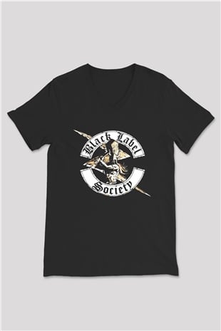 Black Label Society Siyah Unisex V Yaka Tişört T-Shirt