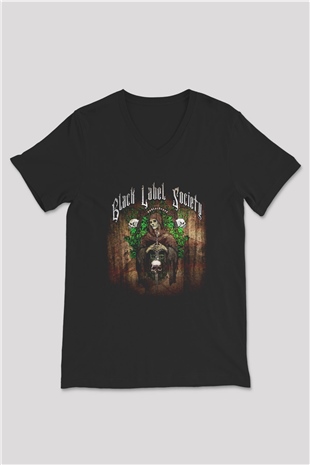 Black Label Society Siyah Unisex V Yaka Tişört T-Shirt