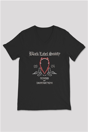 Black Label Society Siyah Unisex V Yaka Tişört T-Shirt