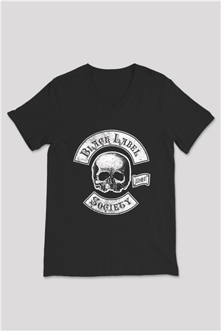 Black Label Society Siyah Unisex V Yaka Tişört T-Shirt