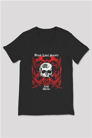Black Label Society Siyah Unisex V Yaka Tişört T-Shirt