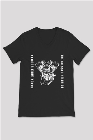 Black Label Society Siyah Unisex V Yaka Tişört T-Shirt