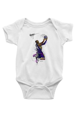 Black Mamba Baskılı Beyaz Unisex Bebek Body - Zıbın