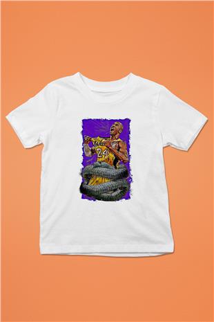 Black Mamba Baskılı Beyaz Unisex Beyaz Çocuk Tişört - Tshirt
